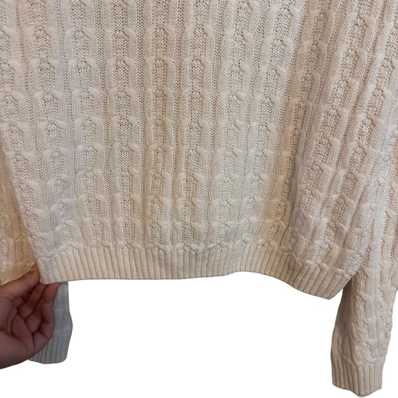 Vintage Maggie Lawerence Sport White Cotton Blend Cable Knit Sweater Size Small - Picture 7 of 12